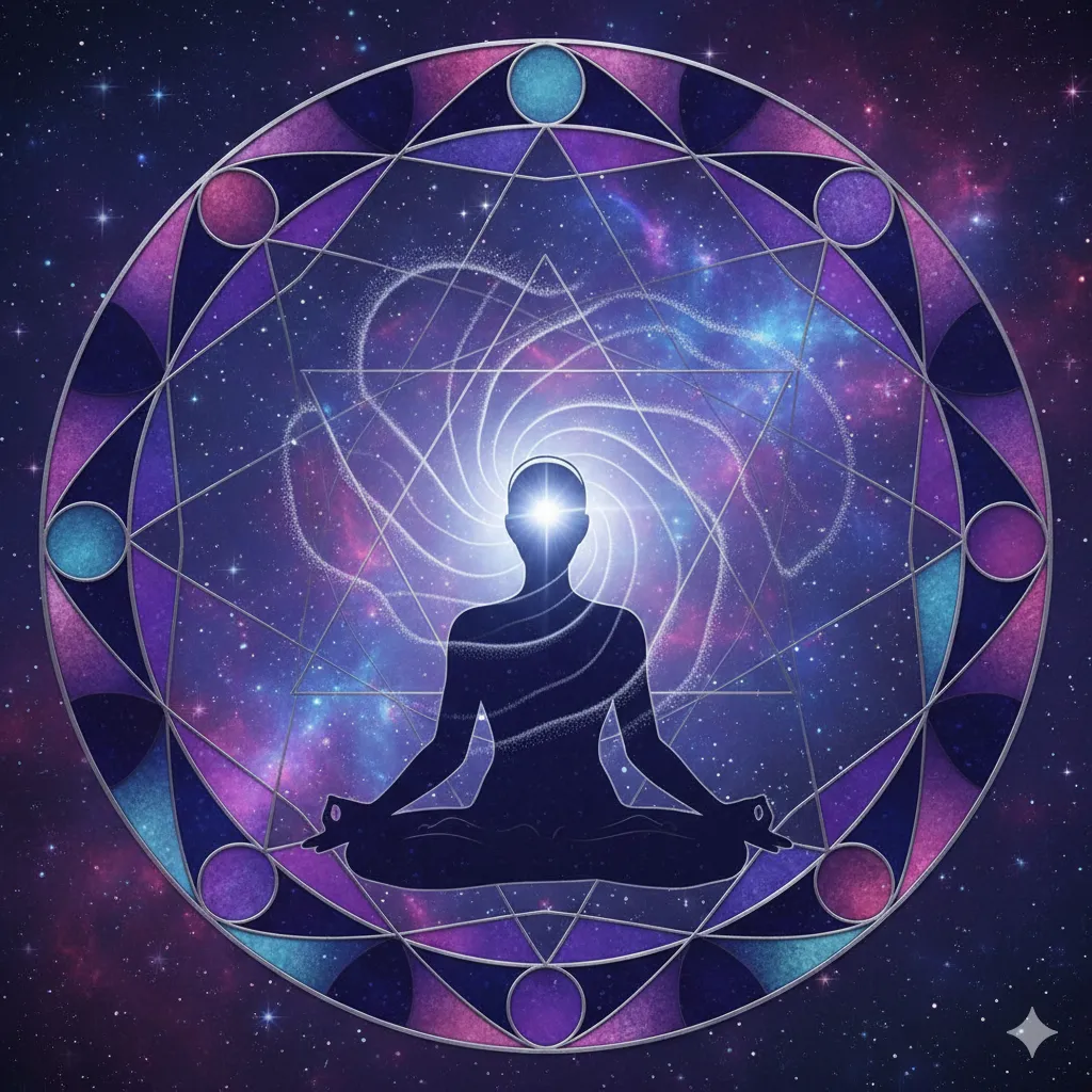 Visualisasi Cakra Ajna sebagai pusat intuisi dan kebijaksanaan batin.